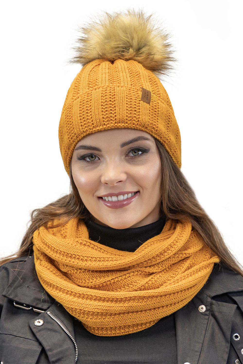 Vivisence Écharpe Tube Femme Hiver Moderne Et Confortable En Fil Chaud Double 7019S, miel