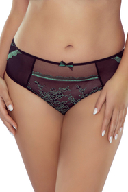 Vivisence Culotte Élégante Pour Femme Coupe Classique Inserts en Dentelle Noeud Décoratif Dos en Maille Doublée Lingerie Confortable et Féminine, noir-vert