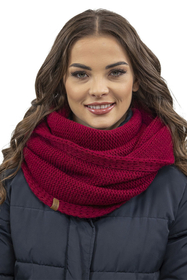 Vivisence Damen Winter Set Bommelmütze Loop Schal Handschuhe Warm Elegant, weinrot