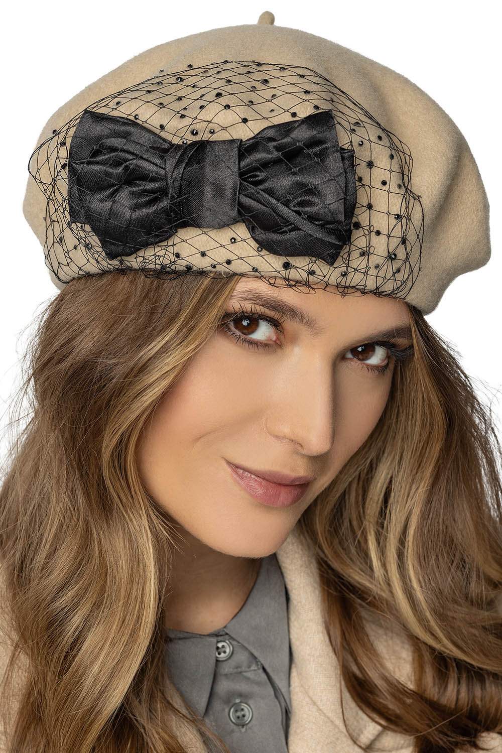 Vivisence Damen Baskenmütze Winter Warm Wolle Elegante Gemütlich Herbst 7081, beige