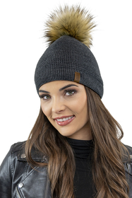 Vivisence Elegantes Damen Winter Set Aus Mütze Und Schal Mit Bommel Aus Warmem Garn Antistatische Eigenschaften Perfekte Passform Für Elegante Und Sportliche Outfits, dunkelgrau