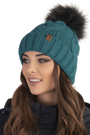 Vivisence Winter Women's Stylish Winter Hat With Pompom Soft Fleece Lining For Ladies Warm And Comfortable Ideal For Cold Days And Everyday Wear, dark turquoise