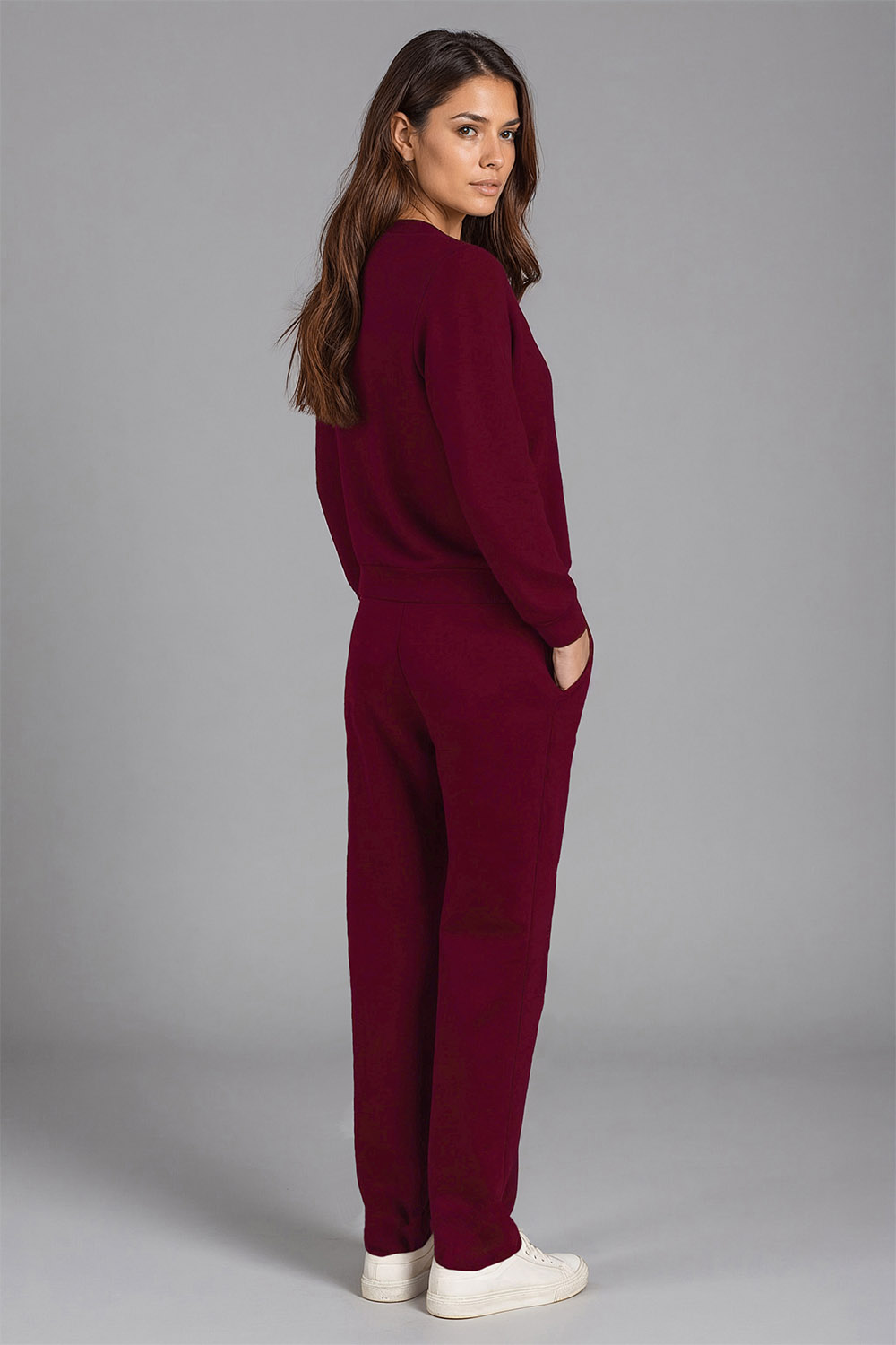 Vivisence Loungewear Damen Trainingsanzug Set Lockerer Schnitt Rundhals Freizeitanzug Mit Taschen 9205, 