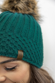 Vivisence Women's Winter Hat With Pom Pom Warm Ideal For Cold Days 7016, dark turquoise