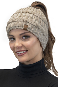 Vivisence Bonnet Femme Avec Tresse Doublé Doux Bande Élastique Pour L’Hiver 7075, beige