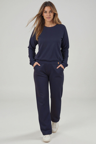Vivisence Sweatshirt Damen Mit Rundhalsausschnitt Aus Baumwolle Langer Ärmel Bequemer Schnitt 9004, 