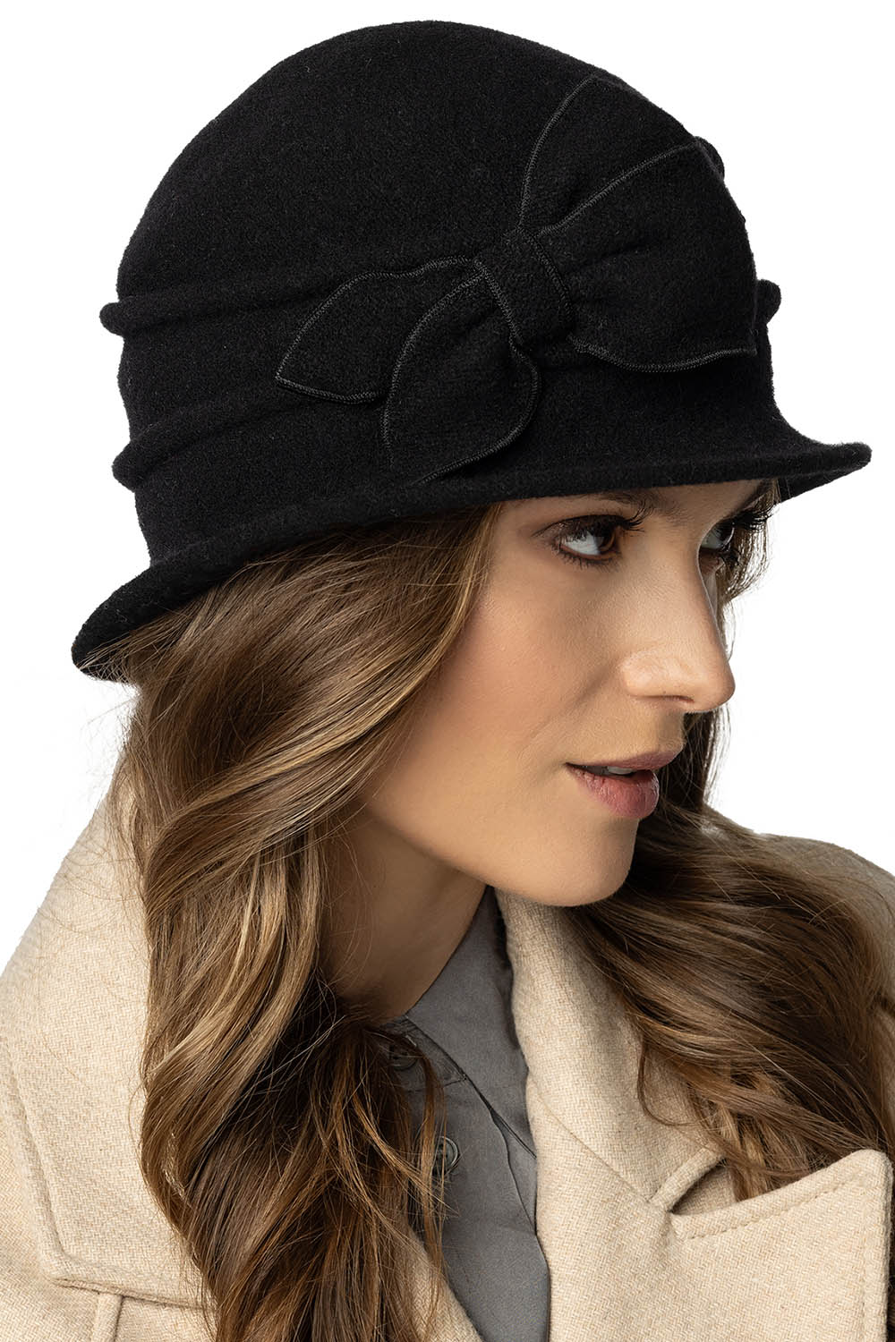 Vivisence Damen Mütze Winter Hut Warme Schurwolle Herbst Perfekter Passform 7078, Schwarz