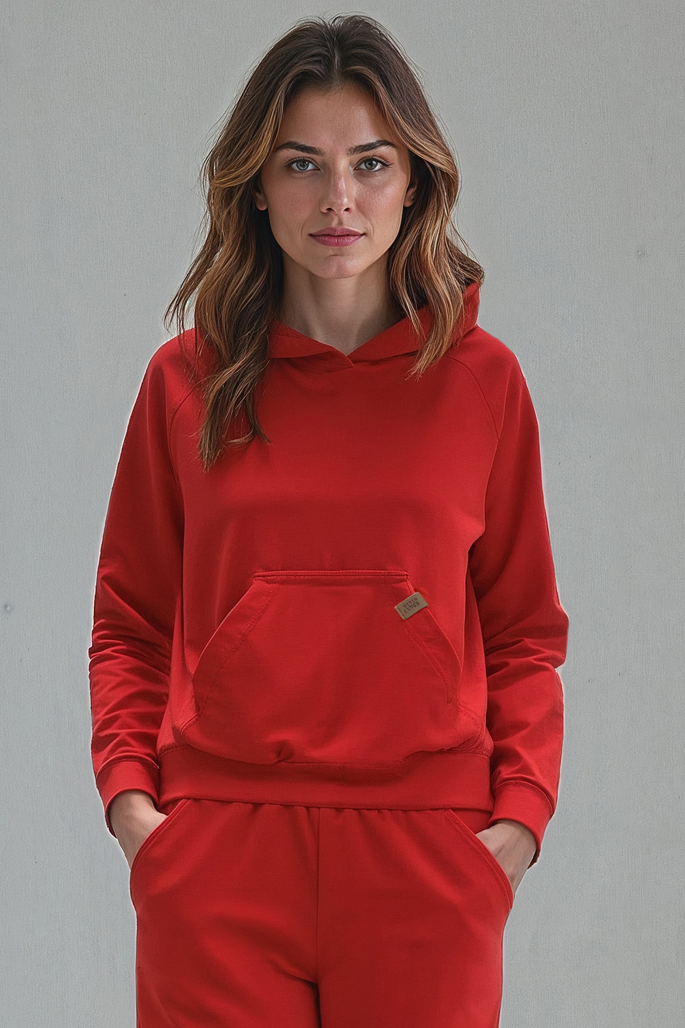 Vivisence Sweat À Capuche Femme Coton Poche Avant Perfect Confort Quotidien 9003, rouge