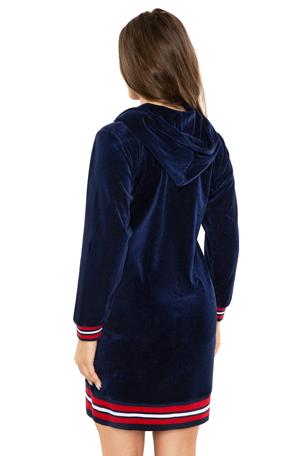 Vivisence Robe Cotton with Zipper Fastening and Cuffed Sleeves 5018, dark blue-red
