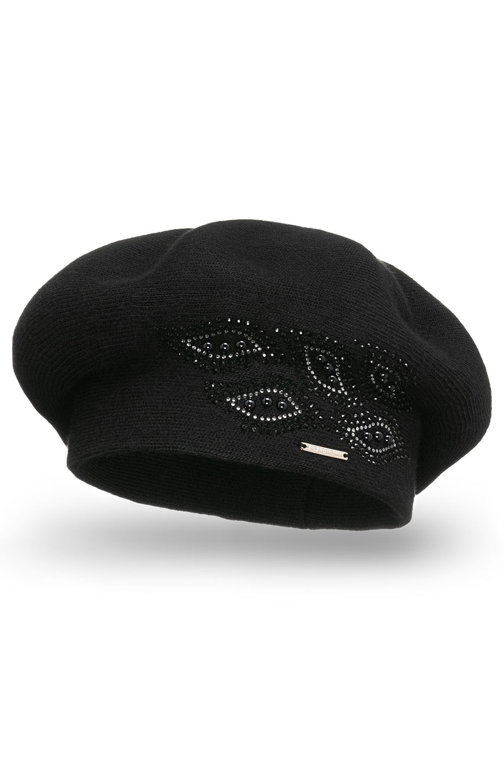 Vivisence Damen Baskenmütze mit Zirkonia-Applikation Ideal für Wintertage 7051, schwarz