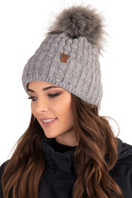 Vivisence Bonnet Femme Avec Pompon Doublé En Polaire Tricoté Pour L’Hiver 7015, gris clair