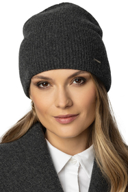 Vivisence Damen Mütze Winter Weich Strickmütze Umschlag-Saum Innenfutter 7096, schwarzgrau