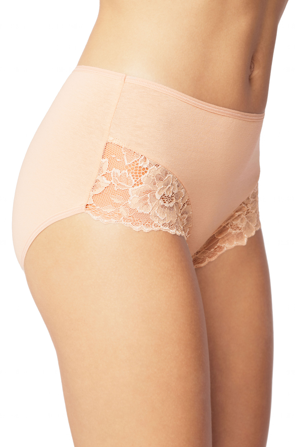 Vivisence culotte féminine classique taille haute avec dentelle 4008, beige