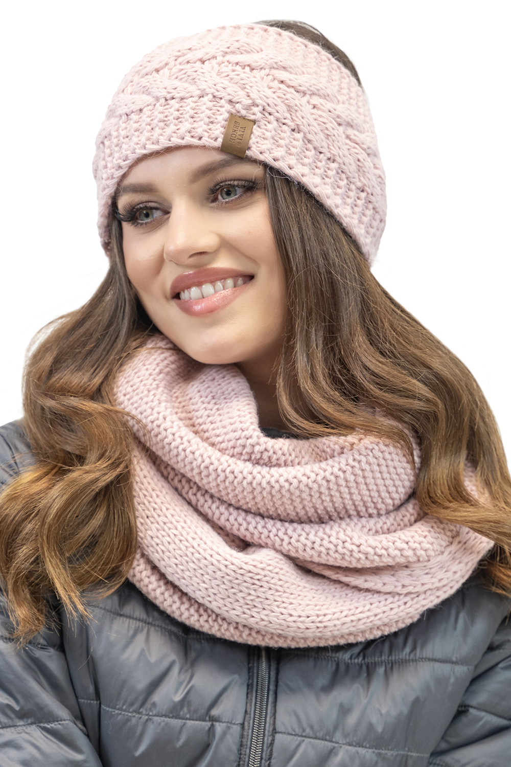 Vivisence Damen Stirnband Winter Dickem Garn Perfekter Anpassung Optimalen 7094, puderrosa