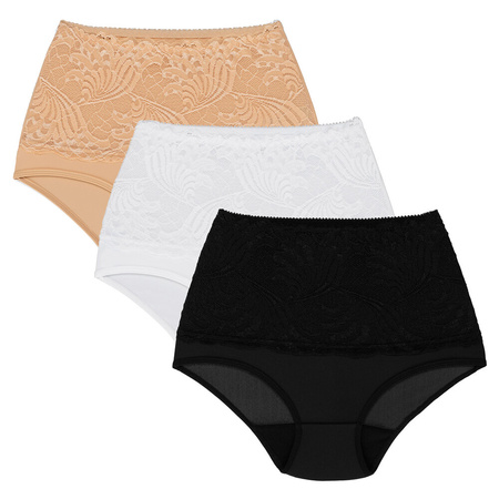 Wolbar women's briefs with lace WB207 3-pack, Beige-White-Black