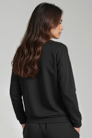 Vivisence Womens Sweatshirt Cotton Long Sleeve Everyday Loungewear 9004, black