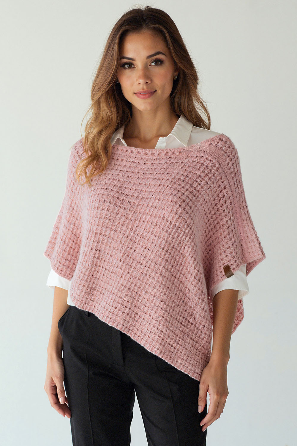Vivisence Femme Poncho Maille Asymétrique Douceur Et Liberté De Mouvement, rose