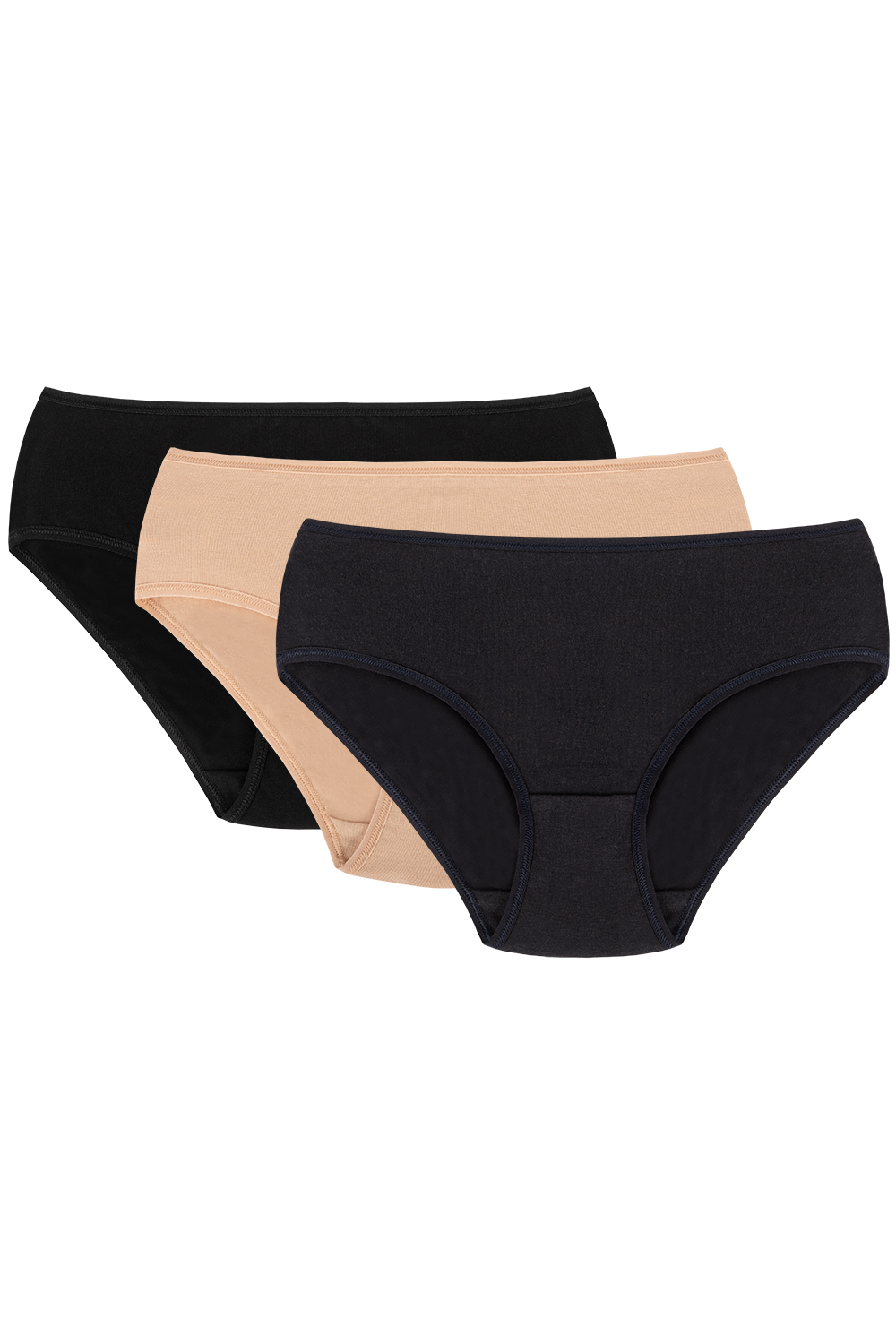 Vivisence femmes slip souple 4002, noir/beige/bleu foncé