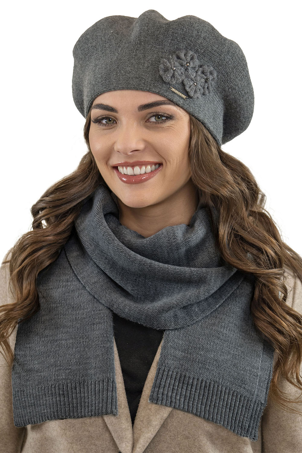 Vivisence Écharpe Femme Hiver Avec Nœud Décoratif Pour Les Journées Froides 7104, gris foncé