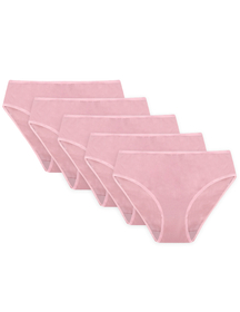 Vivisence Culotte Classique Slip pour Femme Lot de 5 Figi 4016, bande rose : rose
