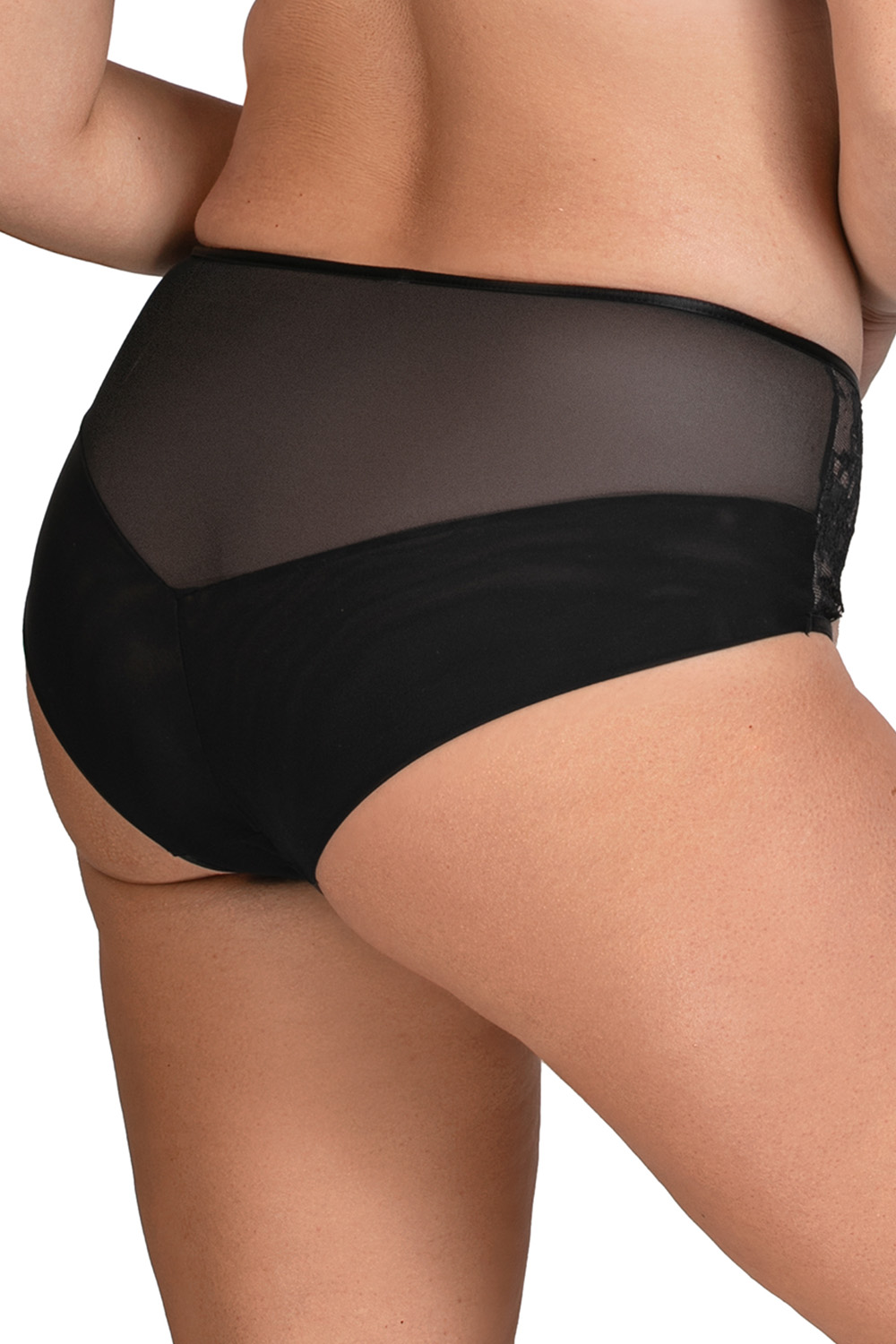 Vivisence Culotte Slip Femme Coton Taille Haute En Dentelle Florale 1081/82, noir