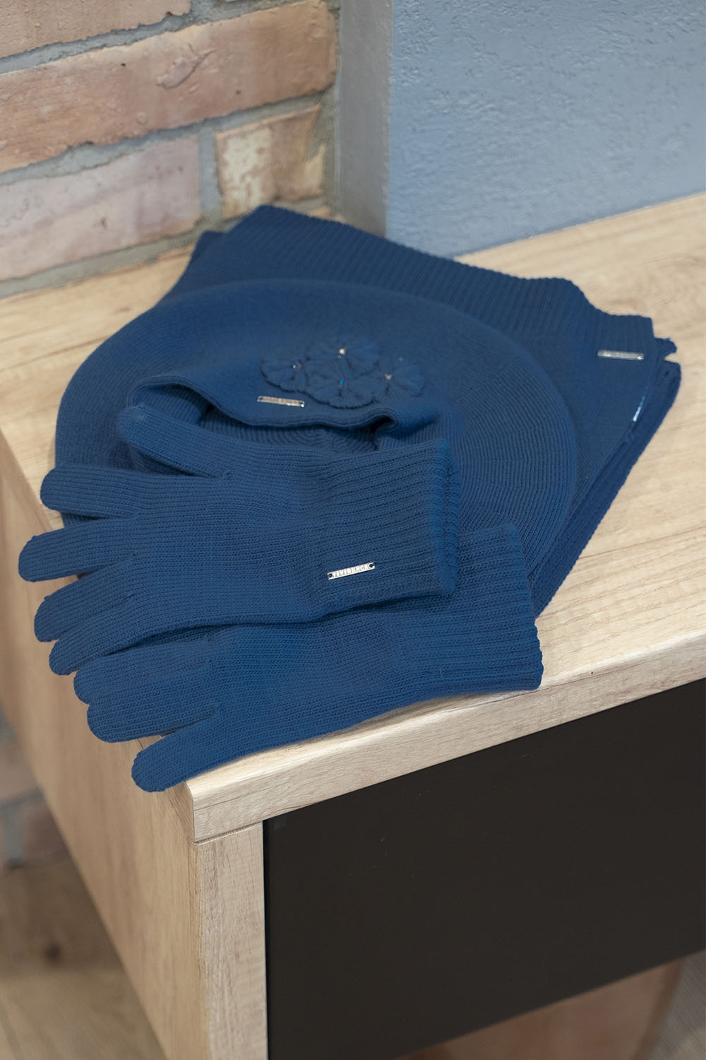 Vivisence Women's Gloves Warm Yarn Perfect For Cold Days 7204, niebieski