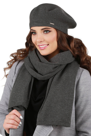 Vivisence Mütze Schal Set Klassisch Form Wärme Und Stil An Wintertagen 7005, dunkelgrau