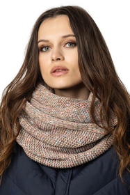Vivisence Damen Bommelmütze Und Loop-Schal Mit Bommel Ideal Für Wintertage 7014, braune Melange