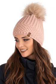 Vivisence Wintermütze mit Bommel Damen Warmes Ideal Für Kalte Wintertage 7016, puderrosa