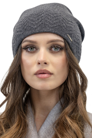 Vivisence Damen Mütze Winter Weichem Futter Zickzackmuster Perfekten Sitz 7090, schwarzgrau