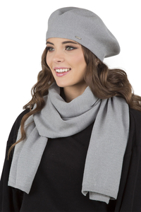 Vivisence Béret Et Écharpe Femme Pour L'automne et L'hiver En Laine Et Acrylique Ensemble Chic Pour L'Hiver Accessoire Mode Durable Pour Cadeau Parfait Confort Et Élégance 7005Kmpl, gris clair