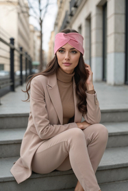 Vivisence Bandeau Femme Hiver Automne Chaud Couvre-chefs d'hiver Confortable Élégant Accessoire Cheveux Entrelacé Devant Tricot Extensible Idéal Journées Froides, rose
