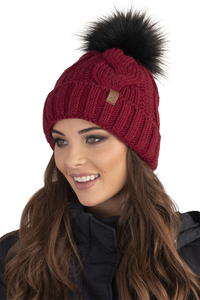 Vivisence Winter Hat With Pom Pom For Women Warm Ideal For Cold Days 7014, maroon