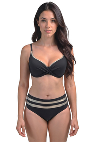 Vivisence Bikini Push Up BH Verstellbare Träger Ideal Für Strand Schwimmbad 3222, schwarz-golden
