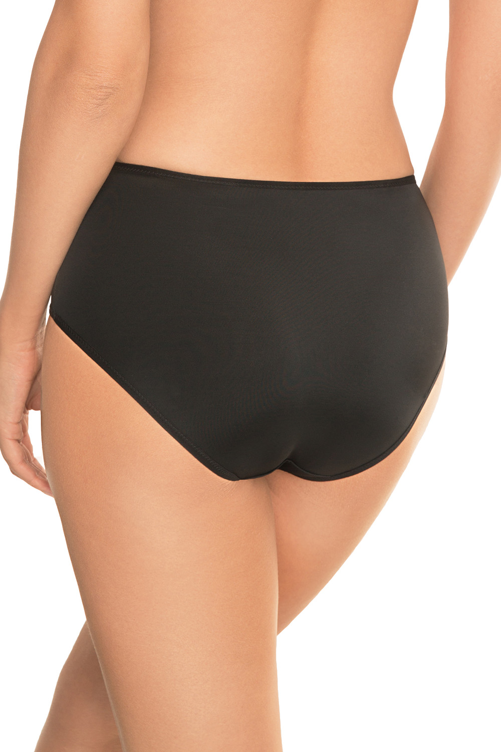 Vivisence Cullote Slip Classique Taille Haute En Microfibre Et Dentelle Confortable Élégant Avec Inserts Délicats Parfait Pour Un Ensemble Et Raffiné 1004W, noir