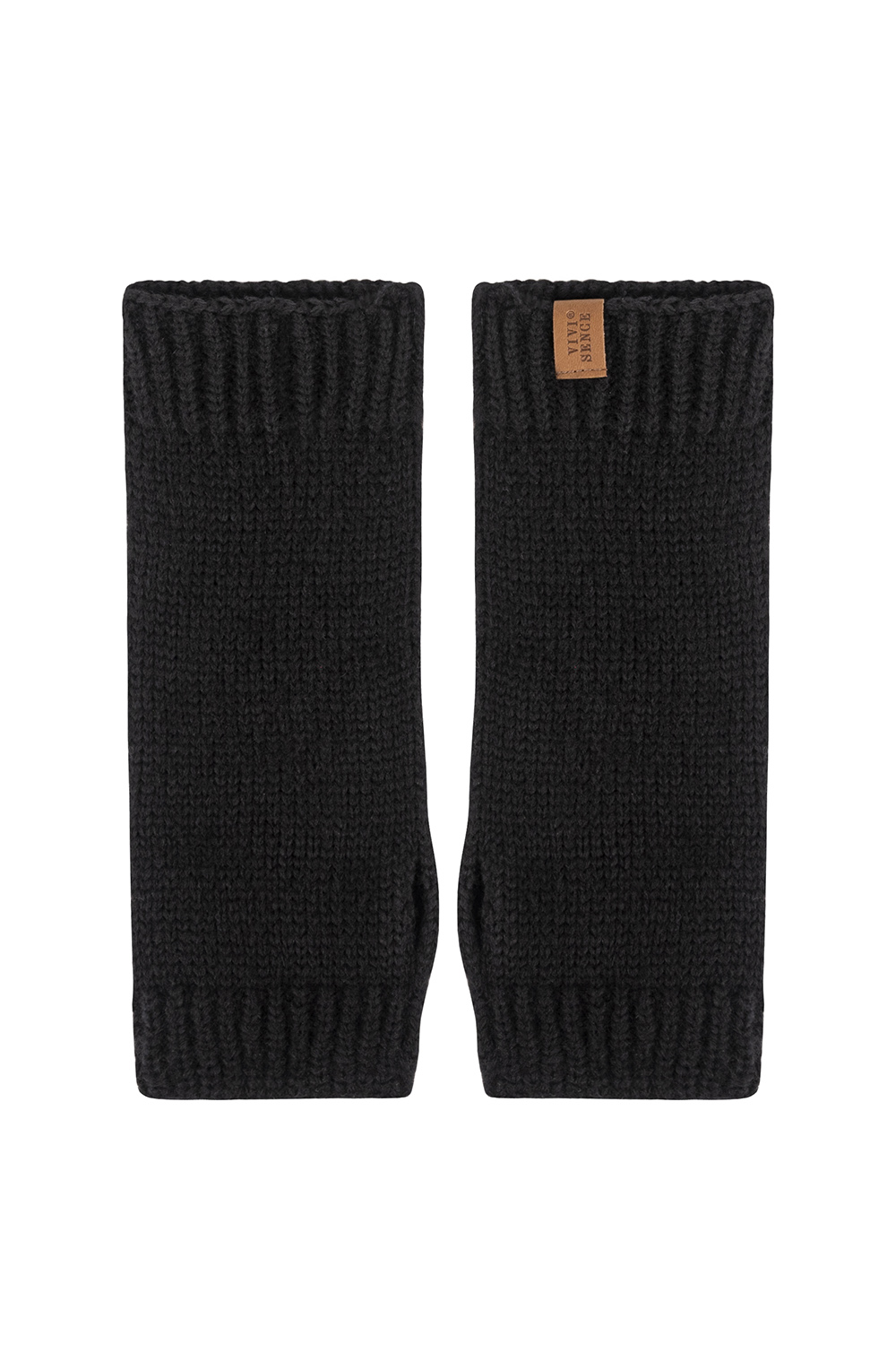 Vivisence Women Winter Knitted Gloves Merino Wool Cotton Blend Warm Comfort, Black