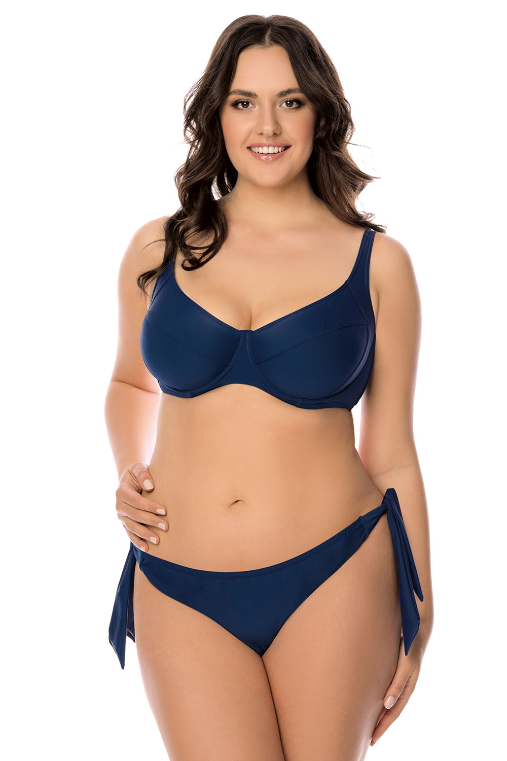 Vivisence Bikinislips Dame Bademode musterlos normaler Bund Setteil EU 3004, dunkelblau