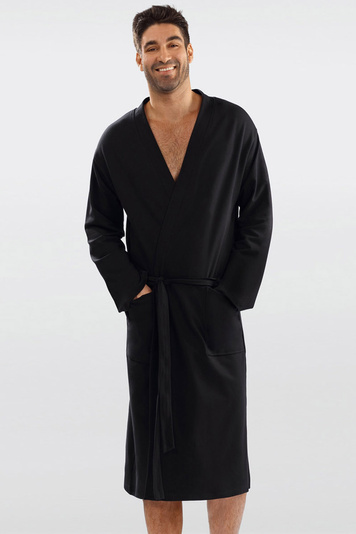 Dkaren classic mens long sleeved robe Harry, Black