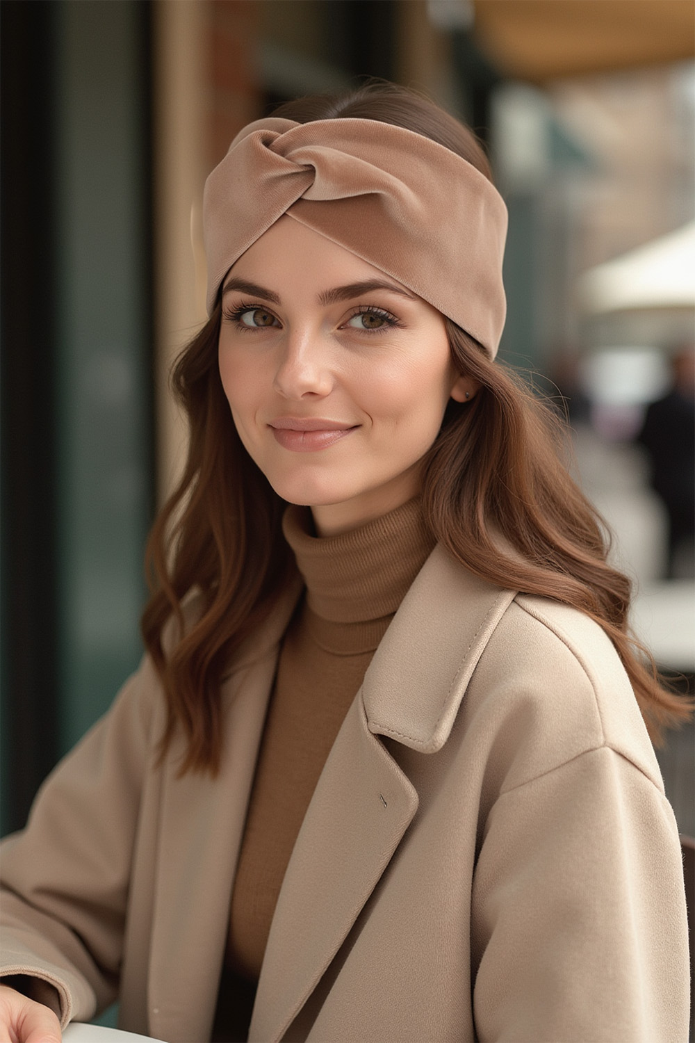 Vivisence Bandeau Femme Hiver Automne Chaud Couvre-chefs d'hiver Confortable Élégant Accessoire Cheveux Entrelacé Devant Tricot Extensible Idéal Journées Froides, beige