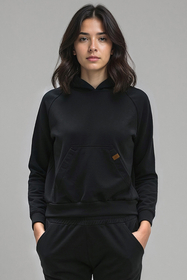 Vivisence Sweatshirt Baumwolle Lockerer Schnitt mit Kapuze Komfort Für Freizeit 9003, schwarz