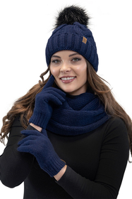 Vivisence Loop Schal Strick Zweimal Gefaltet Ideal Wärm Für Wintertage 7103, dunkelblau