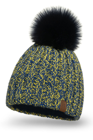 Vivisence Winter Bommelmütze für Damen Herbst Frauen Wintermütze mit Bommel Antistatischem Innenfutter Perfekte Passform für Kalte Wintertage Modell 7086, gelb