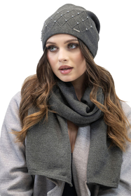 Vivisence Women's Winter Scarf Knitted Warm Comfortable For Cold Days 7102, graphite
