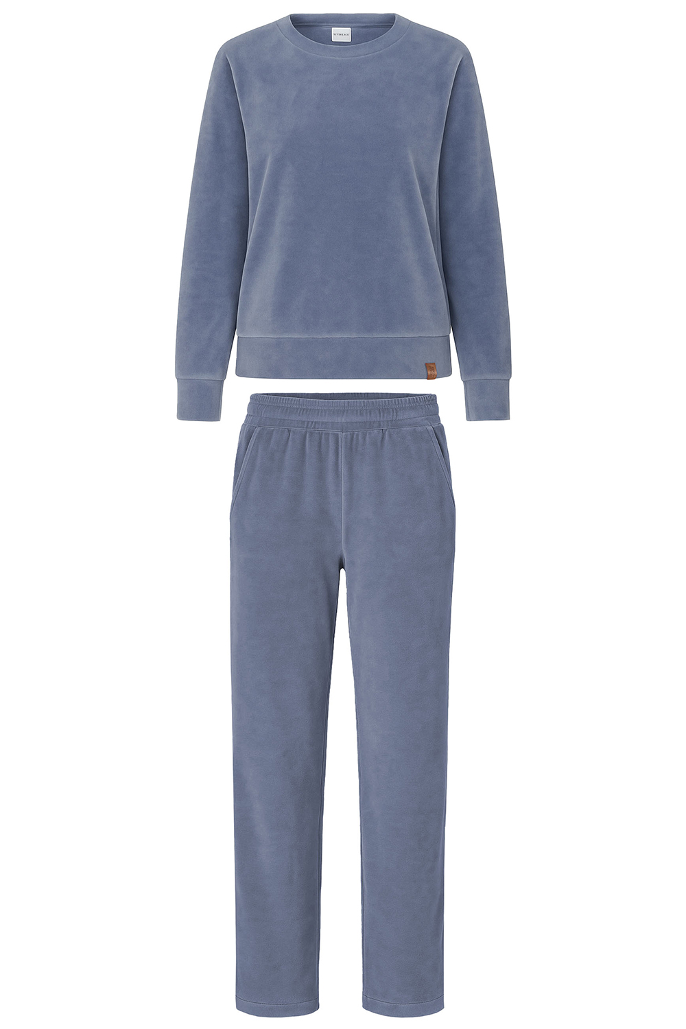 Vivisence Damen Trainingsanzug Set Zweiteiler Aus Velours Mit Sweatshirt Und Hose Lockerer Schnitt Rundhals Seitentaschen Elastischer Bund, Blau