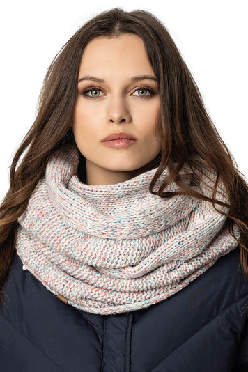 Vivisence Stylish and Elegant Women’s Winter Snood Scarf Thick and Warm for Ultimate Comfort Crafted Perfect Accessory for Staying Cozy and Chic During Cold Weather, white melange