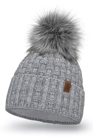 Vivisence Bonnet Femme Avec Pompon Doublé En Polaire Tricoté Pour L’Hiver 7015, gris clair