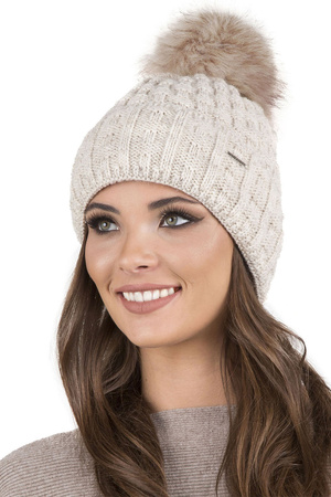 Vivisence Winter Womens Elegant Winter Hat With Pom Pom Soft Fleece Lining For Ladies Warm And Comfortable Perfect For Cold Days And Everyday Wear, beige