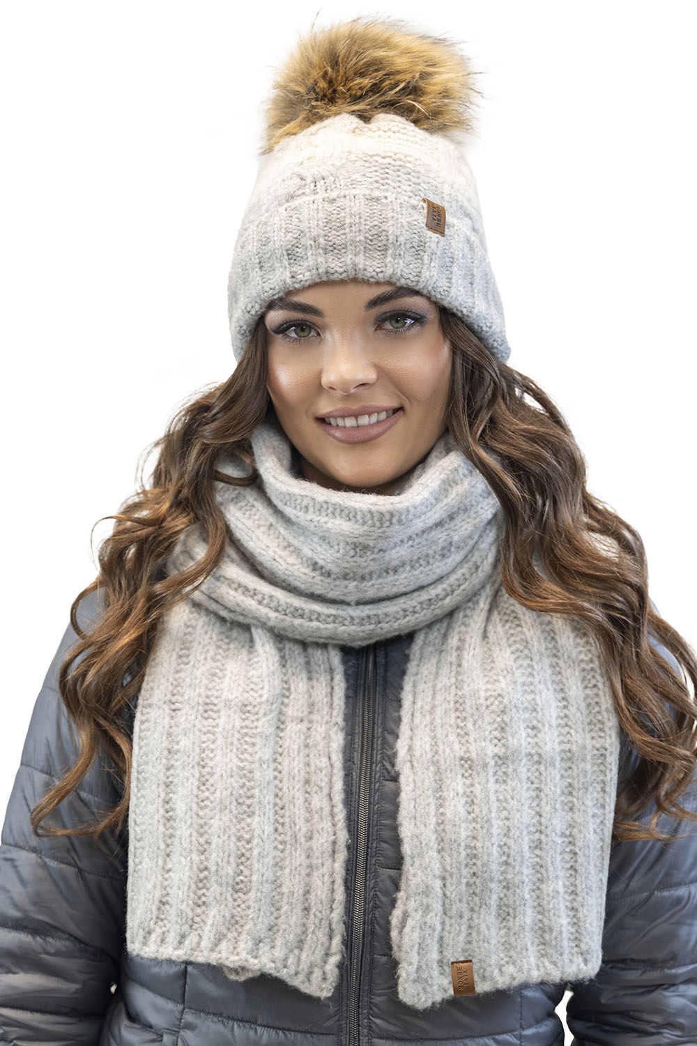 Vivisence Écharpe Femme Longue Moderne En Fil Chaud Et Douillet Polyvalente 7105, gris clair