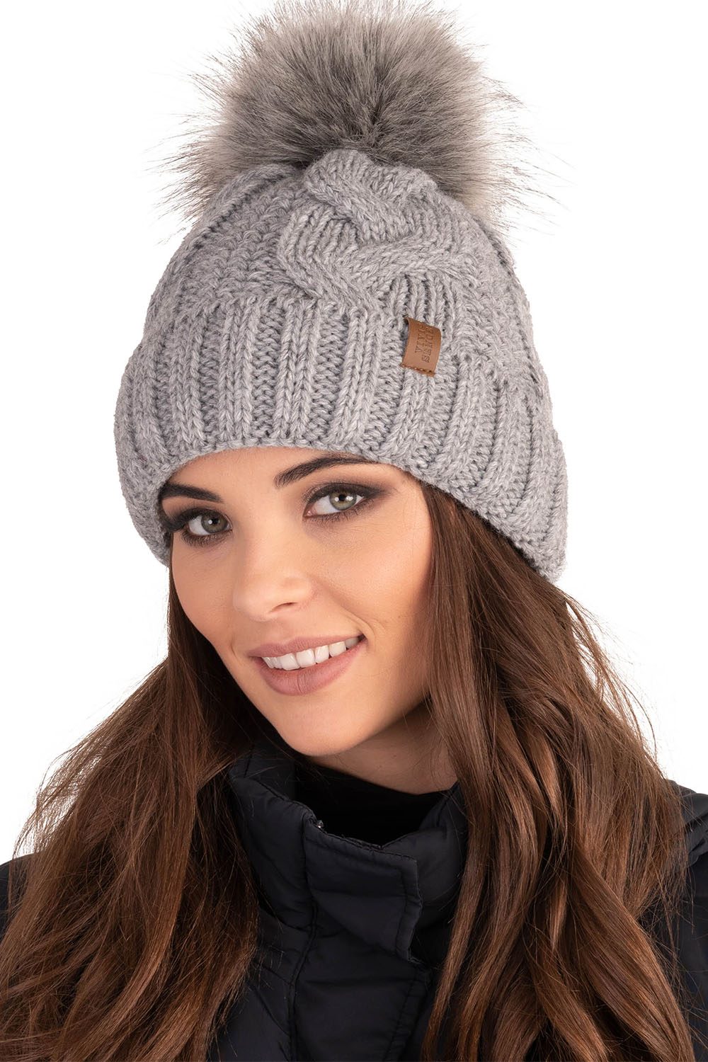 Vivisence Damen Bommelmütze Und Loop-Schal Mit Bommel Ideal Für Wintertage 7014, hellgrau