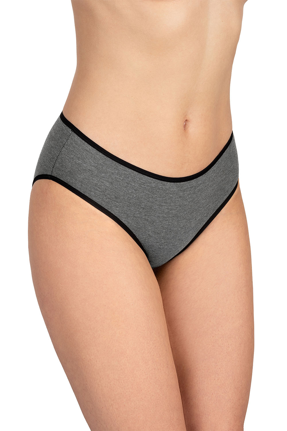Vivisence Culotte Classique Slip pour Femme Lot de 5 Figi 4016, bande noire : graphite
